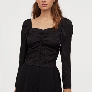 H&M Subtle Animal Print Puff Sleeve Top